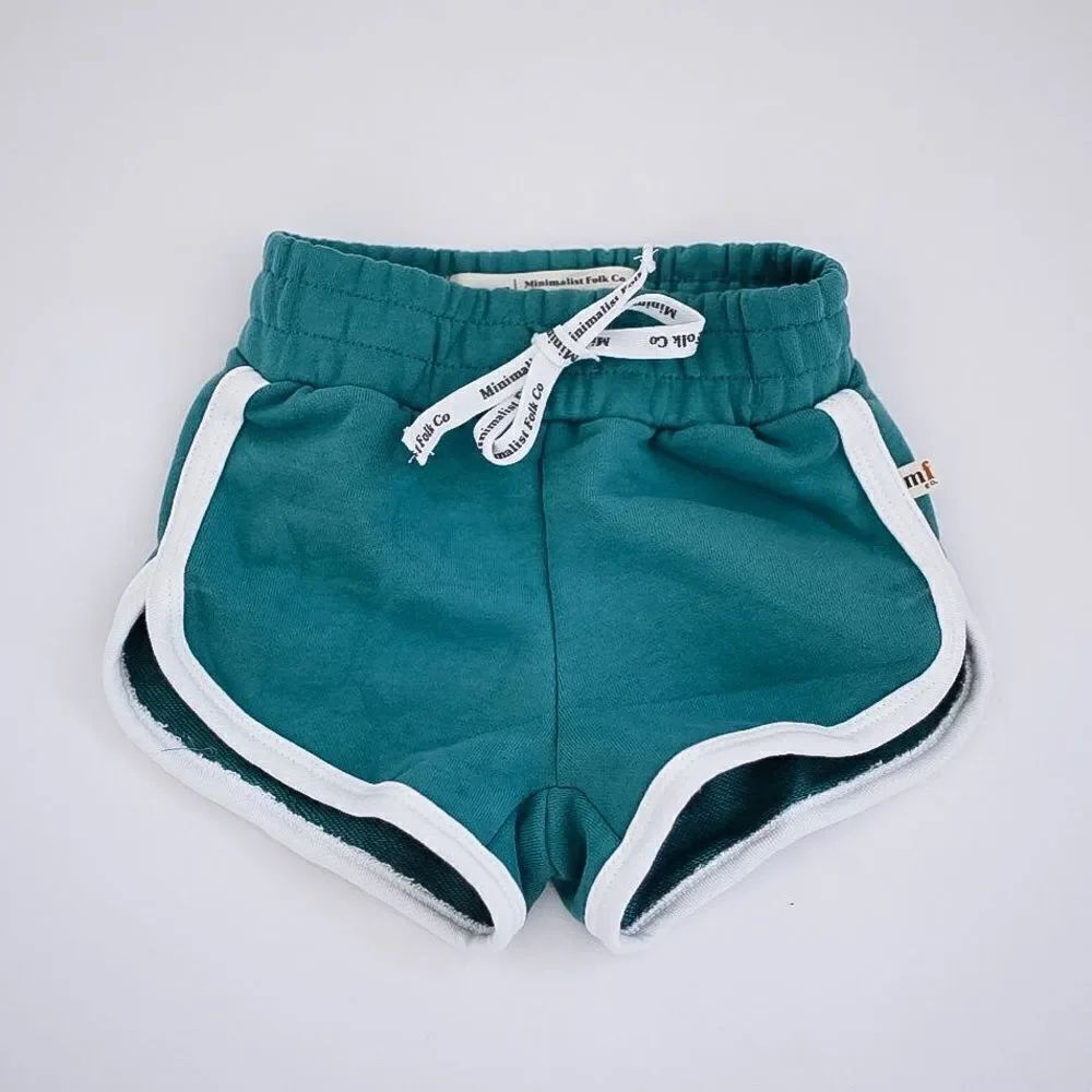 Minimalist Folk TRACK SHORTS IN SAGE GREEN Sz 3Y
